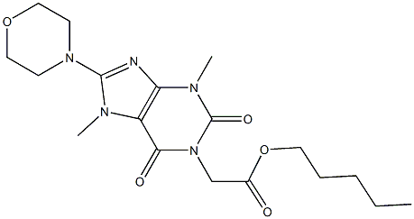 pentyl (3,7-dimethyl-8-morpholin-4-yl-2,6-dioxo-2,3,6,7-tetrahydro-1H-purin-1-yl)acetate 化学構造式