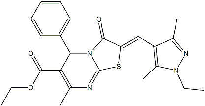 ethyl 2-[(1-ethyl-3,5-dimethyl-1H-pyrazol-4-yl)methylene]-7-methyl-3-oxo-5-phenyl-2,3-dihydro-5H-[1,3]thiazolo[3,2-a]pyrimidine-6-carboxylate