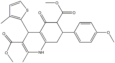 dimethyl 7-(4-methoxyphenyl)-2-methyl-4-(3-methylthien-2-yl)-5-oxo-1,4,5,6,7,8-hexahydroquinoline-3,6-dicarboxylate 结构式