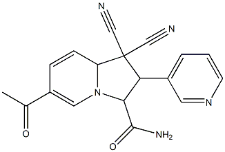 6-acetyl-1,1-dicyano-2-(3-pyridinyl)-1,2,3,8a-tetrahydro-3-indolizinecarboxamide Structure