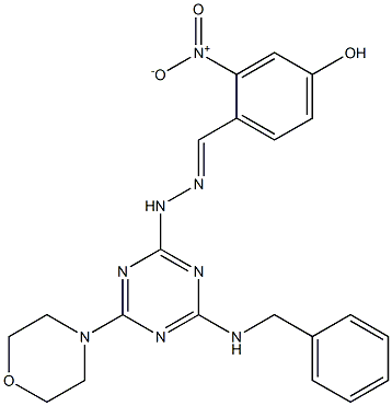 4-hydroxy-2-nitrobenzaldehyde [4-(benzylamino)-6-(4-morpholinyl)-1,3,5-triazin-2-yl]hydrazone|