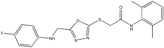 N-(2,6-dimethylphenyl)-2-({5-[(4-fluoroanilino)methyl]-1,3,4-oxadiazol-2-yl}sulfanyl)acetamide 结构式