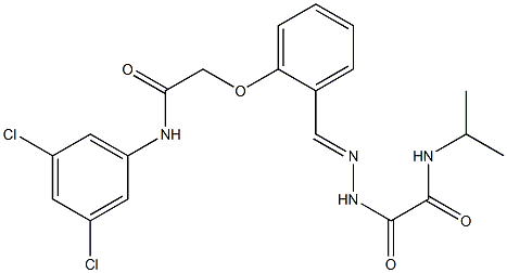 2-(2-{2-[2-(3,5-dichloroanilino)-2-oxoethoxy]benzylidene}hydrazino)-N-isopropyl-2-oxoacetamide Struktur