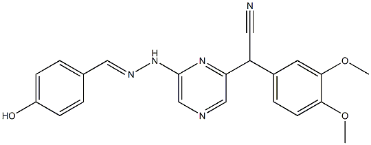 (3,4-dimethoxyphenyl){6-[2-(4-hydroxybenzylidene)hydrazino]-2-pyrazinyl}acetonitrile,,结构式