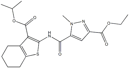 ethyl 5-({[3-(isopropoxycarbonyl)-4,5,6,7-tetrahydro-1-benzothien-2-yl]amino}carbonyl)-1-methyl-1H-pyrazole-3-carboxylate Structure