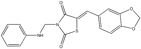 3-(anilinomethyl)-5-(1,3-benzodioxol-5-ylmethylene)-1,3-thiazolidine-2,4-dione 结构式