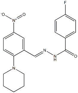 4-fluoro-N'-[5-nitro-2-(1-piperidinyl)benzylidene]benzohydrazide 结构式