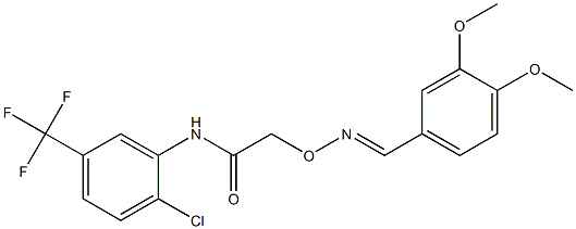 N-[2-chloro-5-(trifluoromethyl)phenyl]-2-{[(3,4-dimethoxybenzylidene)amino]oxy}acetamide Structure