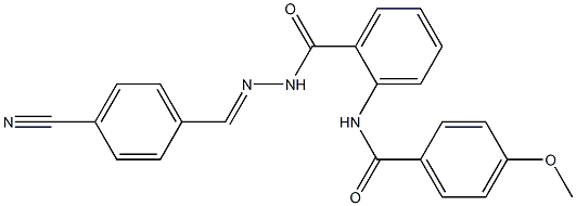 N-(2-{[2-(4-cyanobenzylidene)hydrazino]carbonyl}phenyl)-4-methoxybenzamide 化学構造式