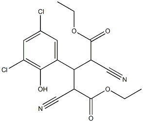 diethyl 2,4-dicyano-3-(3,5-dichloro-2-hydroxyphenyl)pentanedioate Struktur
