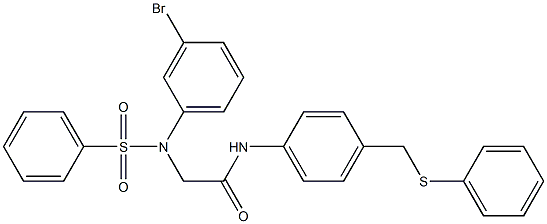 2-[3-bromo(phenylsulfonyl)anilino]-N-{4-[(phenylsulfanyl)methyl]phenyl}acetamide 化学構造式