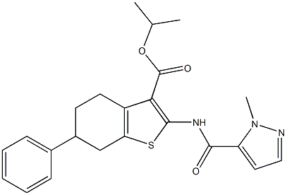 isopropyl 2-{[(1-methyl-1H-pyrazol-5-yl)carbonyl]amino}-6-phenyl-4,5,6,7-tetrahydro-1-benzothiophene-3-carboxylate Structure