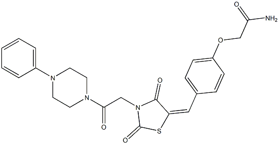 2-[4-({2,4-dioxo-3-[2-oxo-2-(4-phenylpiperazin-1-yl)ethyl]-1,3-thiazolidin-5-ylidene}methyl)phenoxy]acetamide,,结构式
