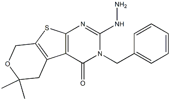 3-benzyl-2-hydrazino-6,6-dimethyl-3,5,6,8-tetrahydro-4H-pyrano[4',3':4,5]thieno[2,3-d]pyrimidin-4-one,,结构式