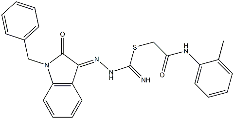 2-oxo-2-(2-toluidino)ethyl 2-(1-benzyl-2-oxo-1,2-dihydro-3H-indol-3-ylidene)hydrazinecarbimidothioate,,结构式