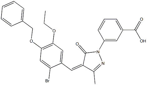 3-{4-[4-(benzyloxy)-2-bromo-5-ethoxybenzylidene]-3-methyl-5-oxo-4,5-dihydro-1H-pyrazol-1-yl}benzoic acid Structure