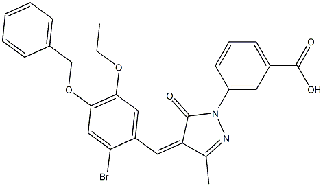 3-{4-[4-(benzyloxy)-2-bromo-5-ethoxybenzylidene]-3-methyl-5-oxo-4,5-dihydro-1H-pyrazol-1-yl}benzoic acid Struktur