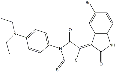 5-bromo-3-{3-[4-(diethylamino)phenyl]-4-oxo-2-thioxo-1,3-thiazolidin-5-ylidene}-1,3-dihydro-2H-indol-2-one Structure