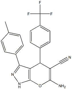 6-amino-3-(4-methylphenyl)-4-[4-(trifluoromethyl)phenyl]-1,4-dihydropyrano[2,3-c]pyrazole-5-carbonitrile Structure