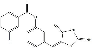 3-[(2-imino-4-oxo-1,3-thiazolidin-5-ylidene)methyl]phenyl 3-fluorobenzoate,,结构式