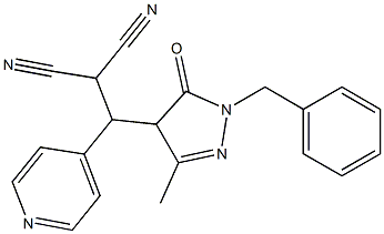 2-[(1-benzyl-3-methyl-5-oxo-4,5-dihydro-1H-pyrazol-4-yl)(4-pyridinyl)methyl]malononitrile Structure