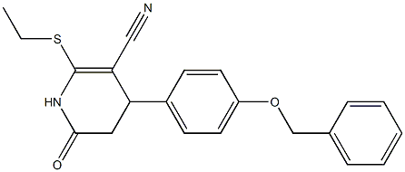 4-[4-(benzyloxy)phenyl]-2-(ethylsulfanyl)-6-oxo-1,4,5,6-tetrahydro-3-pyridinecarbonitrile Struktur