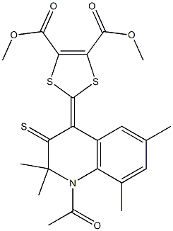 dimethyl 2-(1-acetyl-2,2,6,8-tetramethyl-3-thioxo-2,3-dihydro-4(1H)-quinolinylidene)-1,3-dithiole-4,5-dicarboxylate Structure