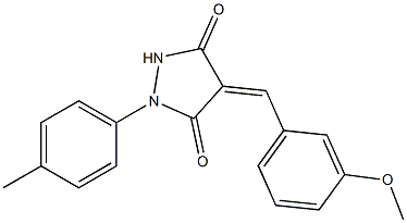 4-(3-methoxybenzylidene)-1-(4-methylphenyl)-3,5-pyrazolidinedione,,结构式