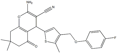 2-amino-4-{4-[(4-fluorophenoxy)methyl]-5-methyl-2-thienyl}-7,7-dimethyl-5-oxo-5,6,7,8-tetrahydro-4H-chromene-3-carbonitrile Structure