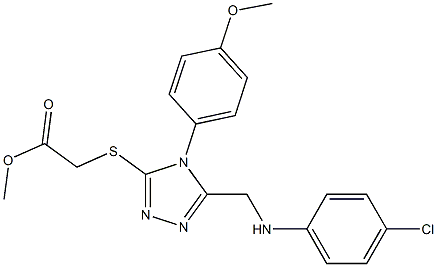 methyl {[5-[(4-chloroanilino)methyl]-4-(4-methoxyphenyl)-4H-1,2,4-triazol-3-yl]sulfanyl}acetate 化学構造式