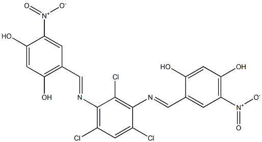 4-nitro-6-({[2,4,6-trichloro-3-({2,4-dihydroxy-5-nitrobenzylidene}amino)phenyl]imino}methyl)-1,3-benzenediol Structure