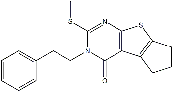 2-(methylsulfanyl)-3-(2-phenylethyl)-3,5,6,7-tetrahydro-4H-cyclopenta[4,5]thieno[2,3-d]pyrimidin-4-one Structure