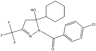 1-(4-chlorobenzoyl)-5-cyclohexyl-3-(trifluoromethyl)-4,5-dihydro-1H-pyrazol-5-ol,,结构式