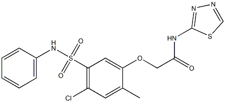 2-[5-(anilinosulfonyl)-4-chloro-2-methylphenoxy]-N-(1,3,4-thiadiazol-2-yl)acetamide Struktur