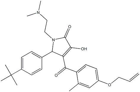 4-[4-(allyloxy)-2-methylbenzoyl]-5-(4-tert-butylphenyl)-1-[2-(dimethylamino)ethyl]-3-hydroxy-1,5-dihydro-2H-pyrrol-2-one 化学構造式