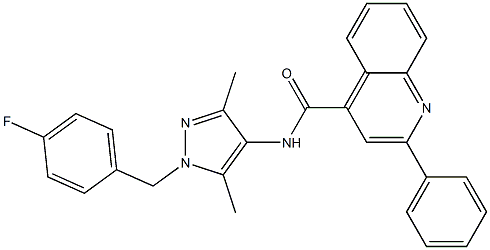 N-[1-(4-fluorobenzyl)-3,5-dimethyl-1H-pyrazol-4-yl]-2-phenyl-4-quinolinecarboxamide 化学構造式