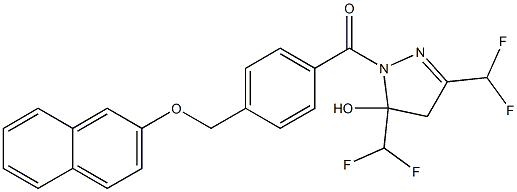 3,5-bis(difluoromethyl)-1-{4-[(2-naphthyloxy)methyl]benzoyl}-4,5-dihydro-1H-pyrazol-5-ol Structure