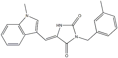 3-(3-methylbenzyl)-5-[(1-methyl-1H-indol-3-yl)methylene]-2,4-imidazolidinedione 结构式