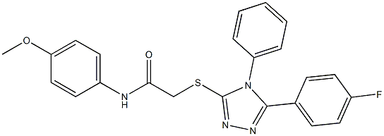 2-{[5-(4-fluorophenyl)-4-phenyl-4H-1,2,4-triazol-3-yl]sulfanyl}-N-(4-methoxyphenyl)acetamide 化学構造式
