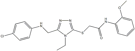 2-({5-[(4-chloroanilino)methyl]-4-ethyl-4H-1,2,4-triazol-3-yl}sulfanyl)-N-(2-methoxyphenyl)acetamide 化学構造式