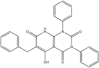 6-benzyl-5-hydroxy-1,3-diphenylpyrido[2,3-d]pyrimidine-2,4,7(1H,3H,8H)-trione 化学構造式