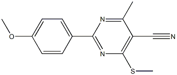 2-(4-methoxyphenyl)-4-methyl-6-(methylsulfanyl)-5-pyrimidinecarbonitrile 结构式