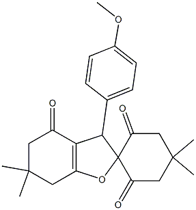 3-(4-methoxyphenyl)-5',5',6,6-tetramethyl-3,5,6,7-tetrahydrospiro(1-benzofuran-2,2'-cyclohexane)-1',3',4(2H)-trione Structure