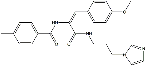 N-[1-({[3-(1H-imidazol-1-yl)propyl]amino}carbonyl)-2-(4-methoxyphenyl)vinyl]-4-methylbenzamide 化学構造式