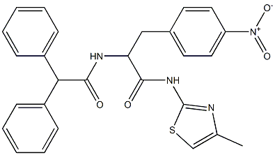 2-[(diphenylacetyl)amino]-3-{4-nitrophenyl}-N-(4-methyl-1,3-thiazol-2-yl)propanamide,,结构式