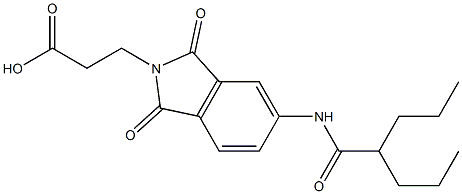 3-{1,3-dioxo-5-[(2-propylpentanoyl)amino]-1,3-dihydro-2H-isoindol-2-yl}propanoic acid Struktur