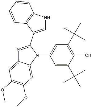 2,6-ditert-butyl-4-[2-(1H-indol-3-yl)-5,6-dimethoxy-1H-benzimidazol-1-yl]phenol Structure