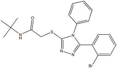 2-{[5-(2-bromophenyl)-4-phenyl-4H-1,2,4-triazol-3-yl]sulfanyl}-N-(tert-butyl)acetamide Struktur