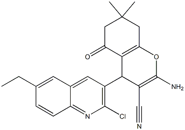 2-amino-4-(2-chloro-6-ethylquinolin-3-yl)-7,7-dimethyl-5-oxo-5,6,7,8-tetrahydro-4H-chromene-3-carbonitrile Structure