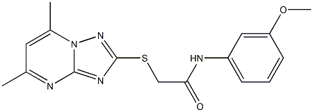 2-[(5,7-dimethyl[1,2,4]triazolo[1,5-a]pyrimidin-2-yl)sulfanyl]-N-(3-methoxyphenyl)acetamide,,结构式